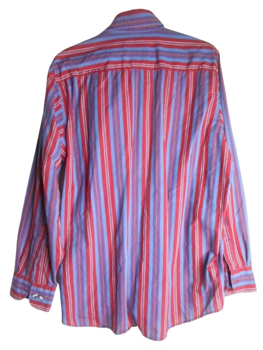 Vtg Sears Size L Striped Blue Burgundy Long sleeve Shirt button front mens - Picture 5 of 5